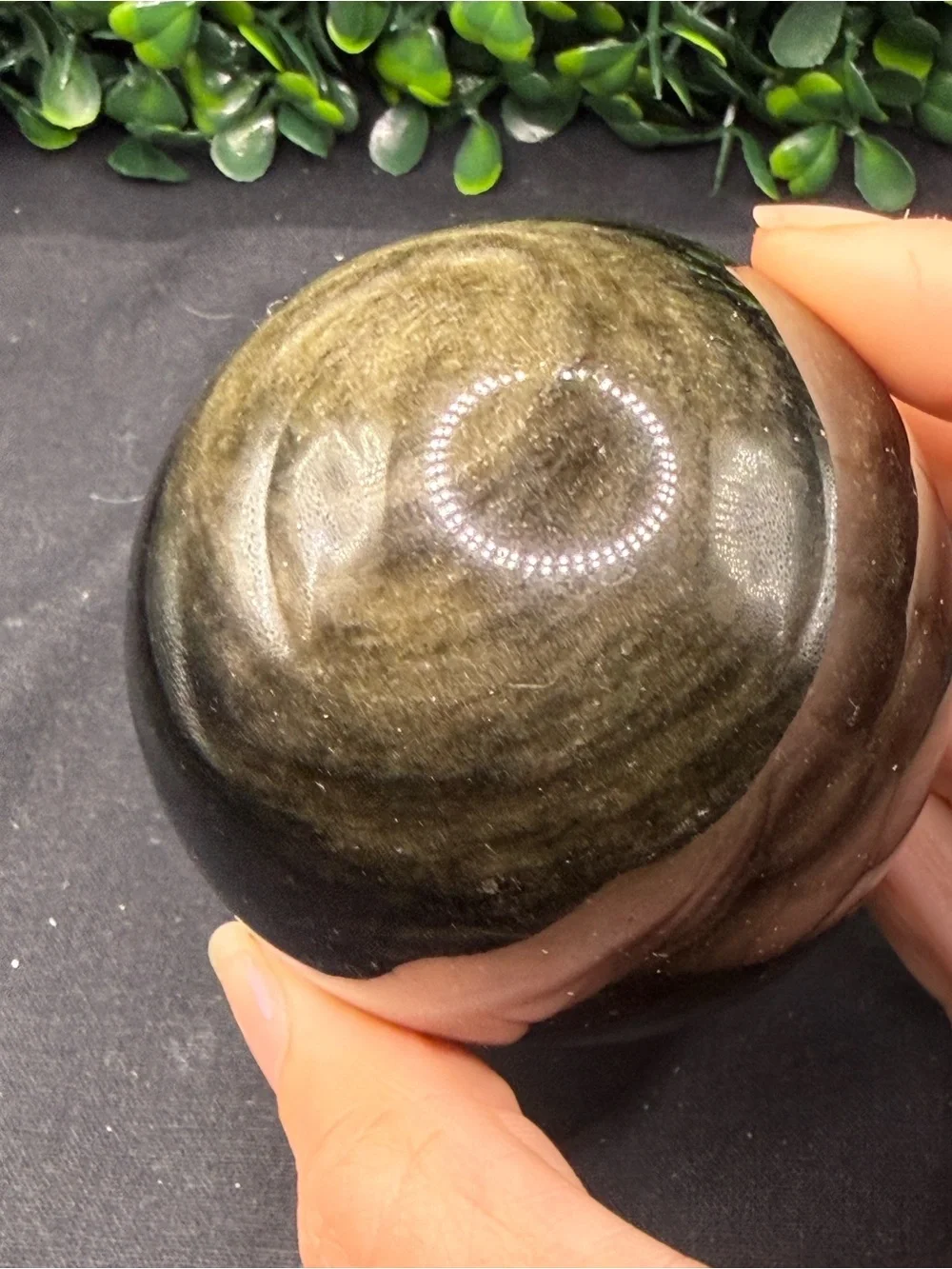 Flashy Gold Sheen Obsidian Sphere 65mm